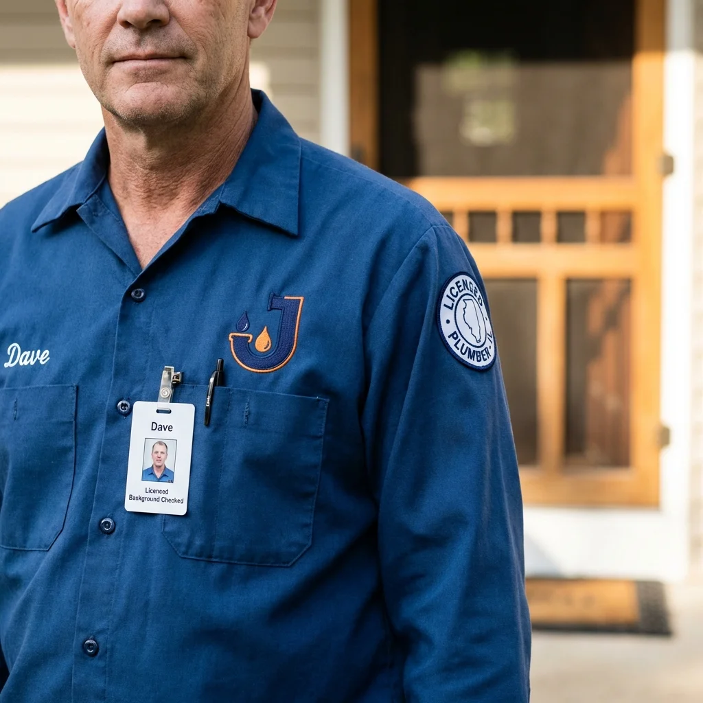 Licensed plumber showing ID badge in Cave City, AR