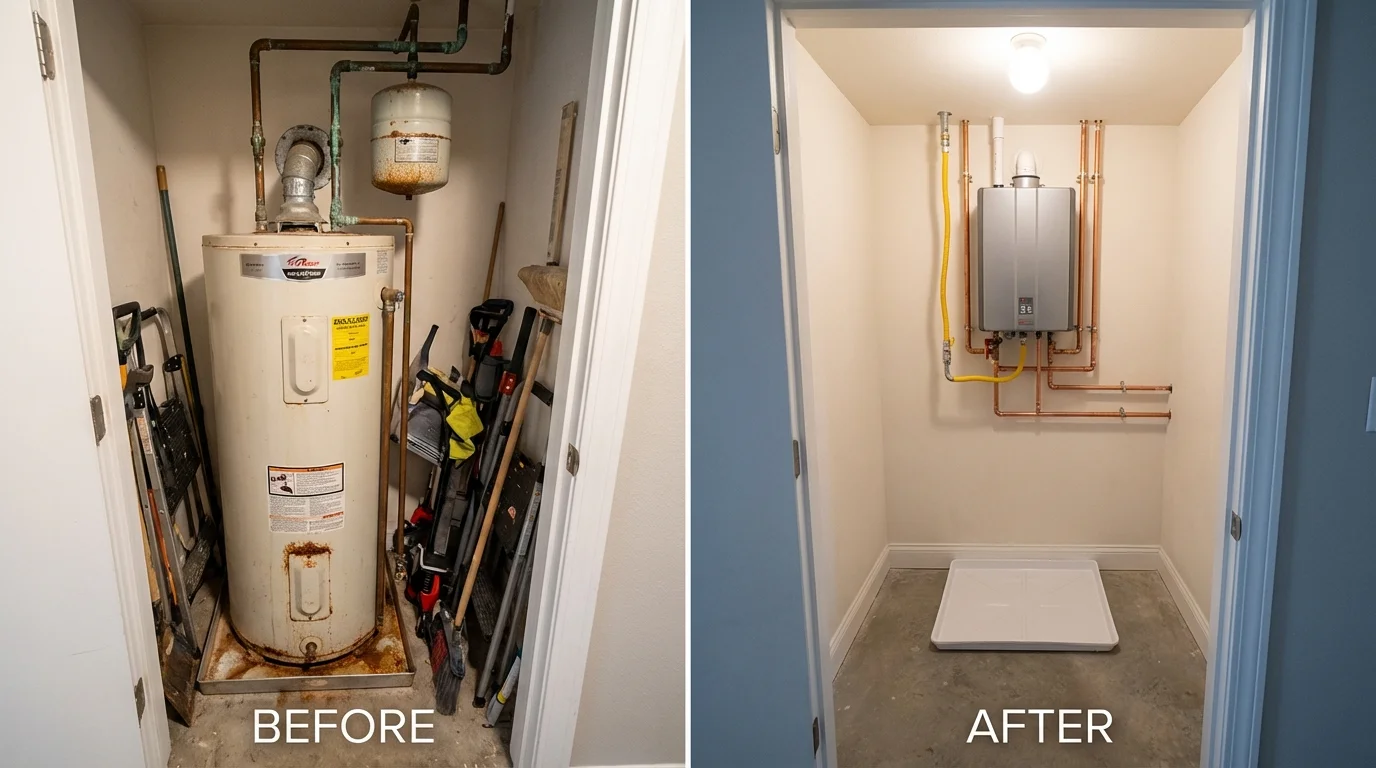 Tank water heater versus wall-mounted tankless unit comparison for Cave City, AR homeowners